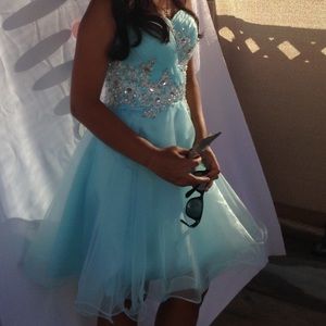 Beautiful Light Blue Strapless Dress